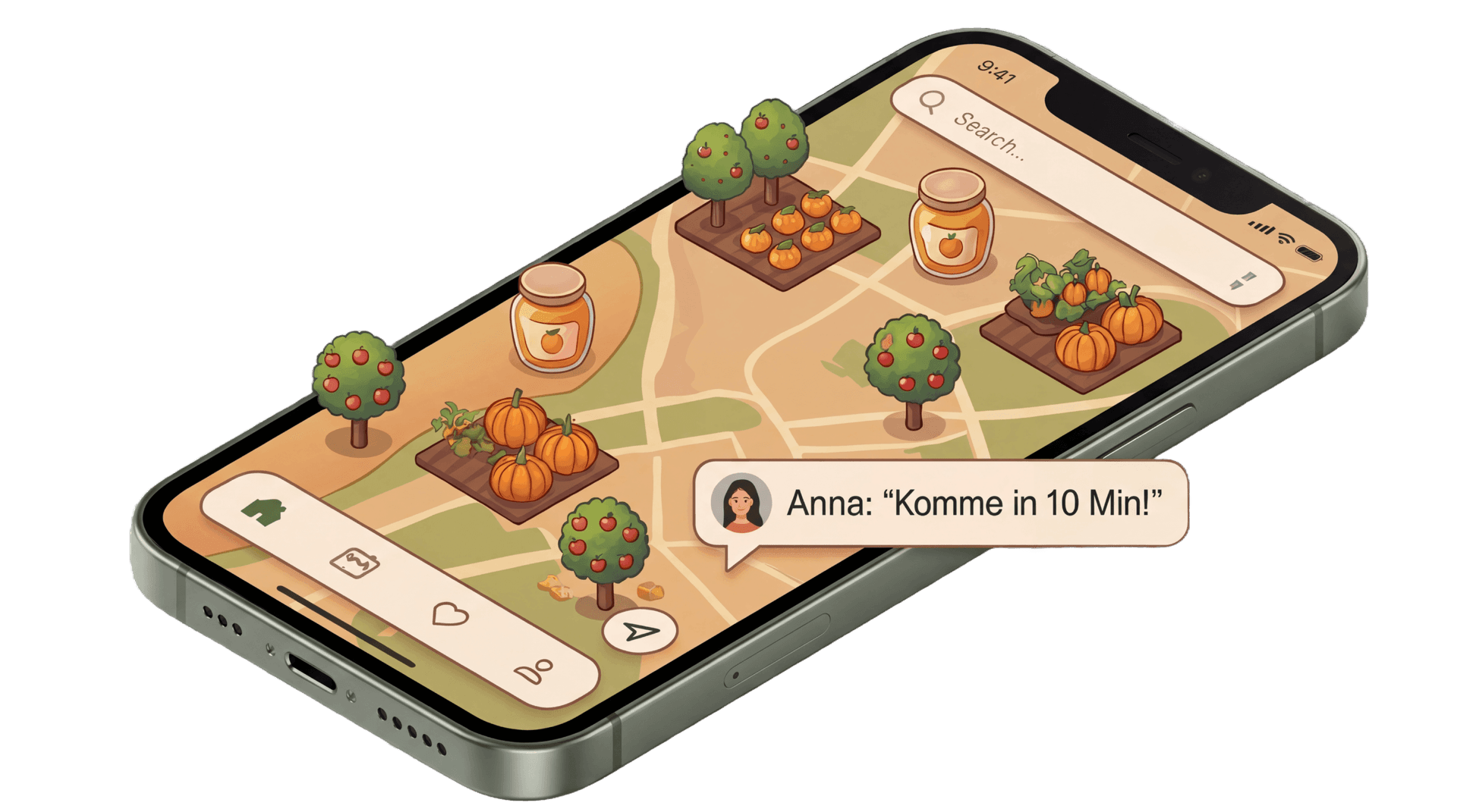 ERNTBAR App auf dem Smartphone – Karte mit lokalen Angeboten von Nachbarn